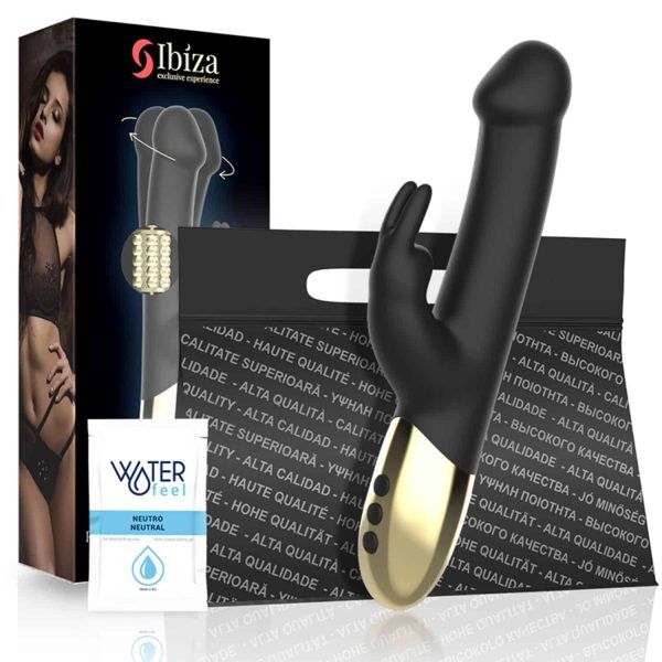 Roterande Rabbit Vibrator för G-punkt & Klitoris Stimulering - Svart/Guld