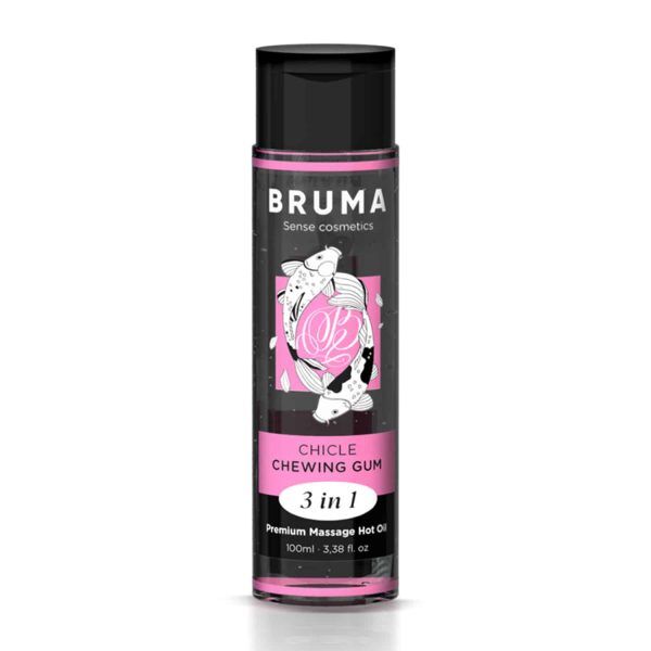 Bruma - 3in1 Premium Massage Hot Oil - Massageolja, Glidmedel & Kroppsolja med värmeeffekt 100 ml - Tuggummi