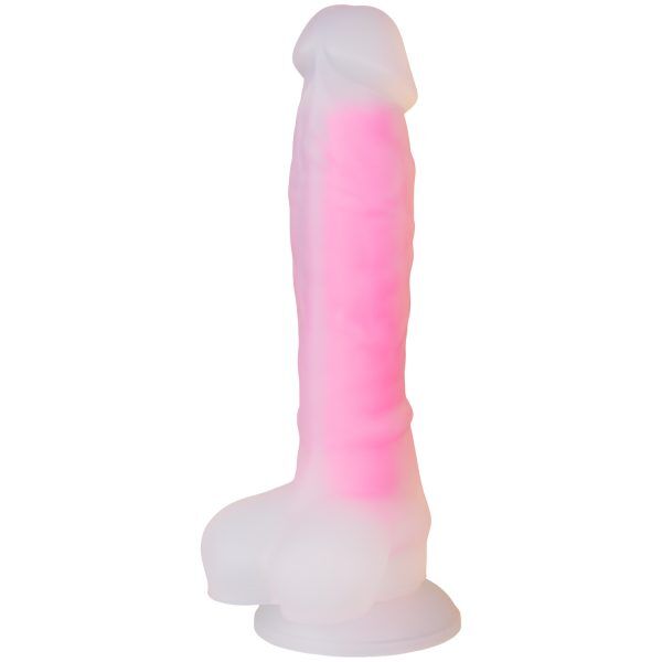 Baseks Glow in the Dark Rosa Dildo 21,5 cm - Ljusrosa