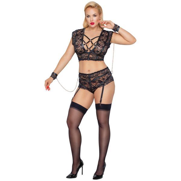 Cottelli Bondage Grenlöst set med handbojor Plus Size - Svart - 2XL