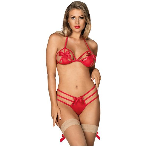 Obsessive Giftella Rosett BH Set - Röd - S/M