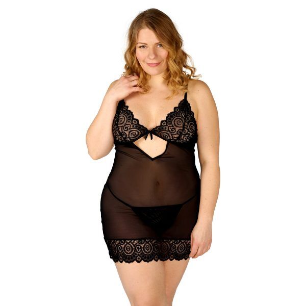 NORTIE Morning Glory Chemise Plus-Size - Svart - Plus size