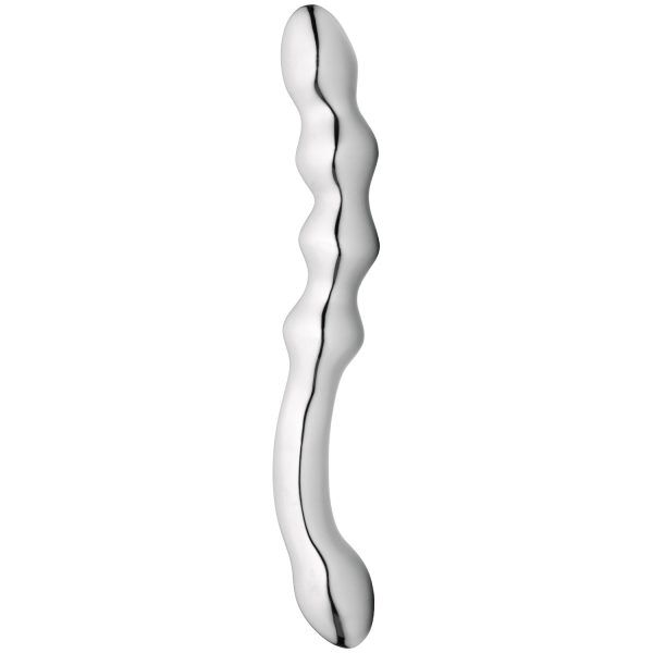 Sinful Beaded Steel Dildo - Silver