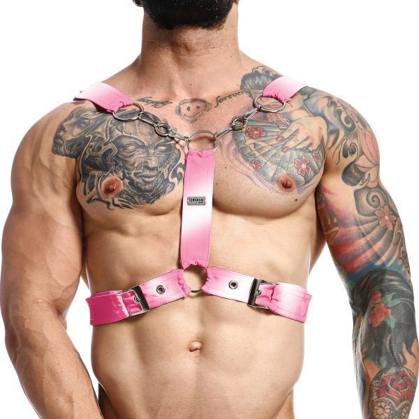 MaleBasics DNGEON Y Kors Kedja Harness - Ljusrosa