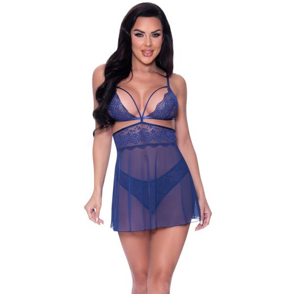 Magic Silk Exposed Blueberry Baby Doll & Trosa Set - Lila - S/M