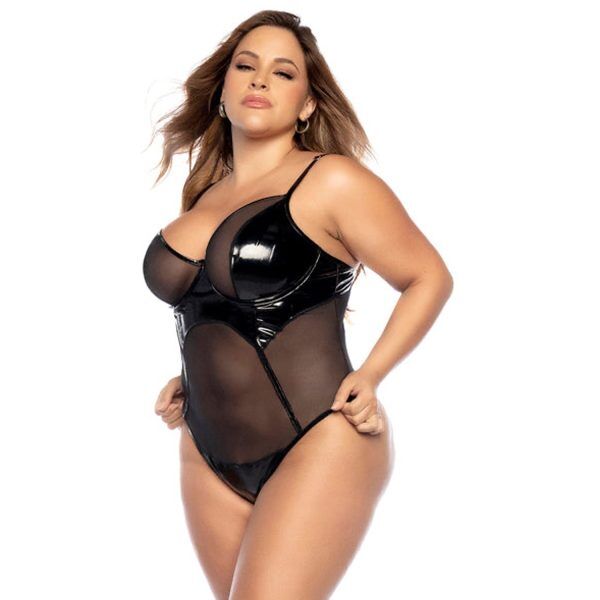 Mapalé Lingerie Wet Look Svart Body Plus size - Svart - 3XL/4XL